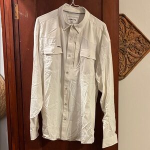 Poncho Men's White Casual Button Down Shirt